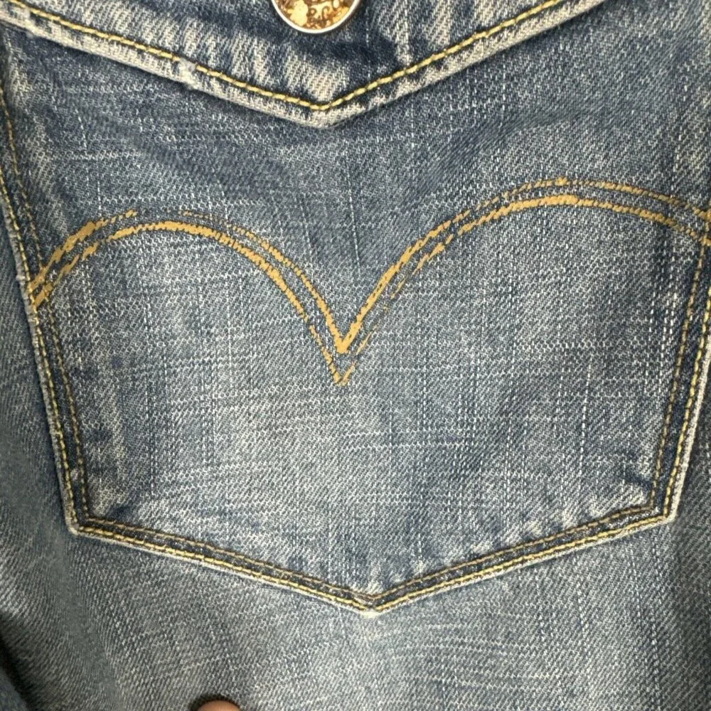 Vintage Levis Slim Straight Jeans Men 38x32 Y2k Flip Pocket Western Paint cowboy